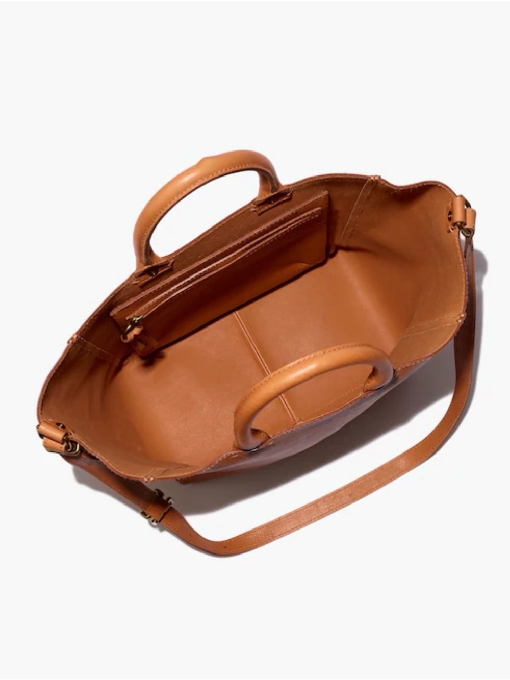 Madewell Brown Leather Tote with Top Handles & crossbody strap - Picture 7 of 7